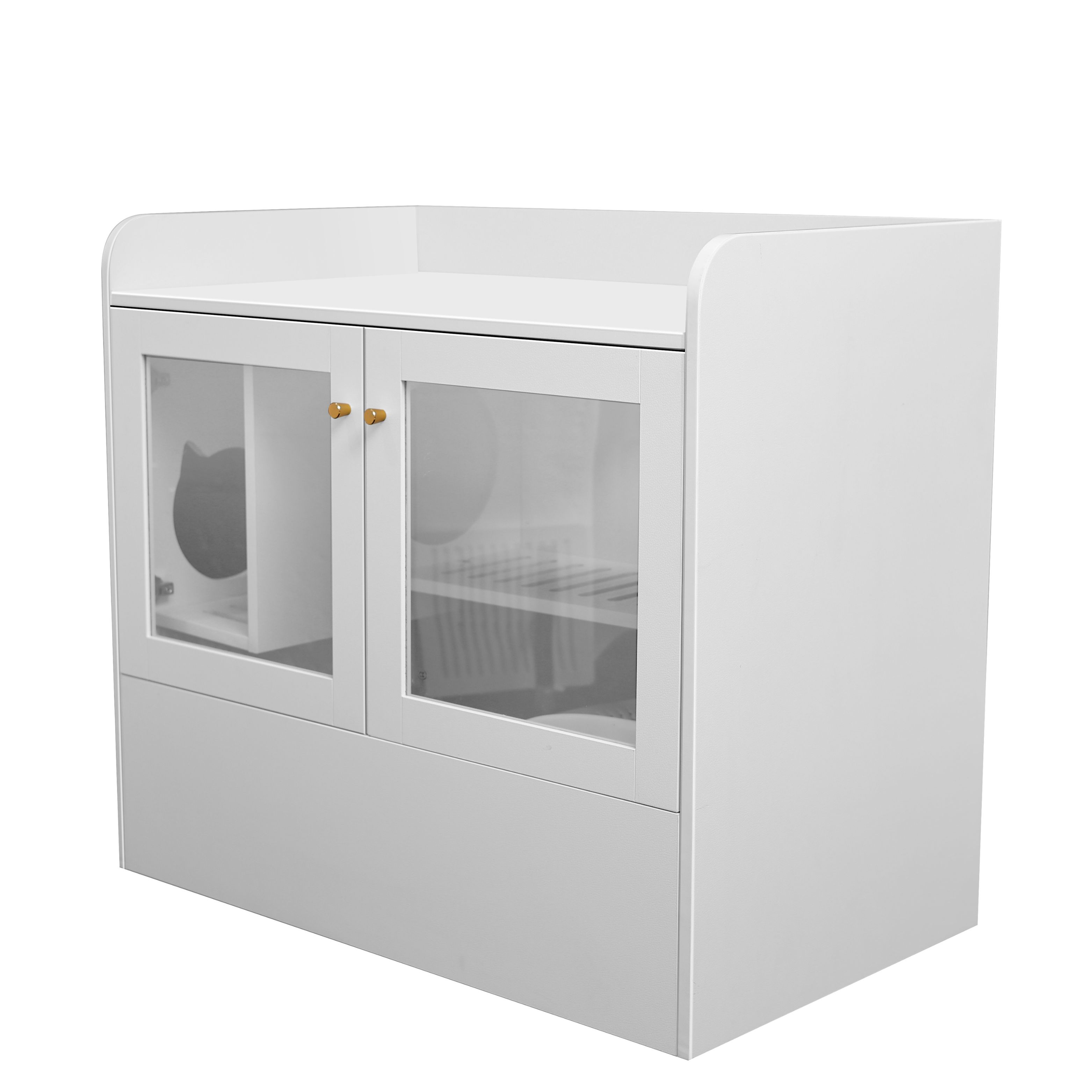 【XXL】 Snow White Artificial Leather Cat Toilet Room Water Proofed （100*60*80CM）