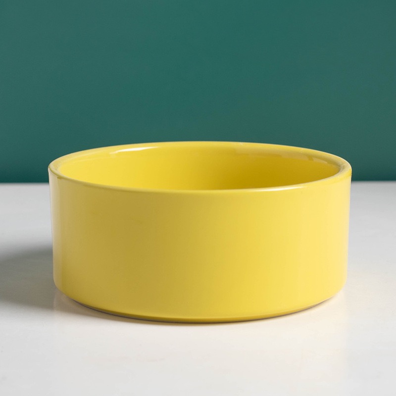 【Yellow】 Cat Feed Bowl 12.5*5CM