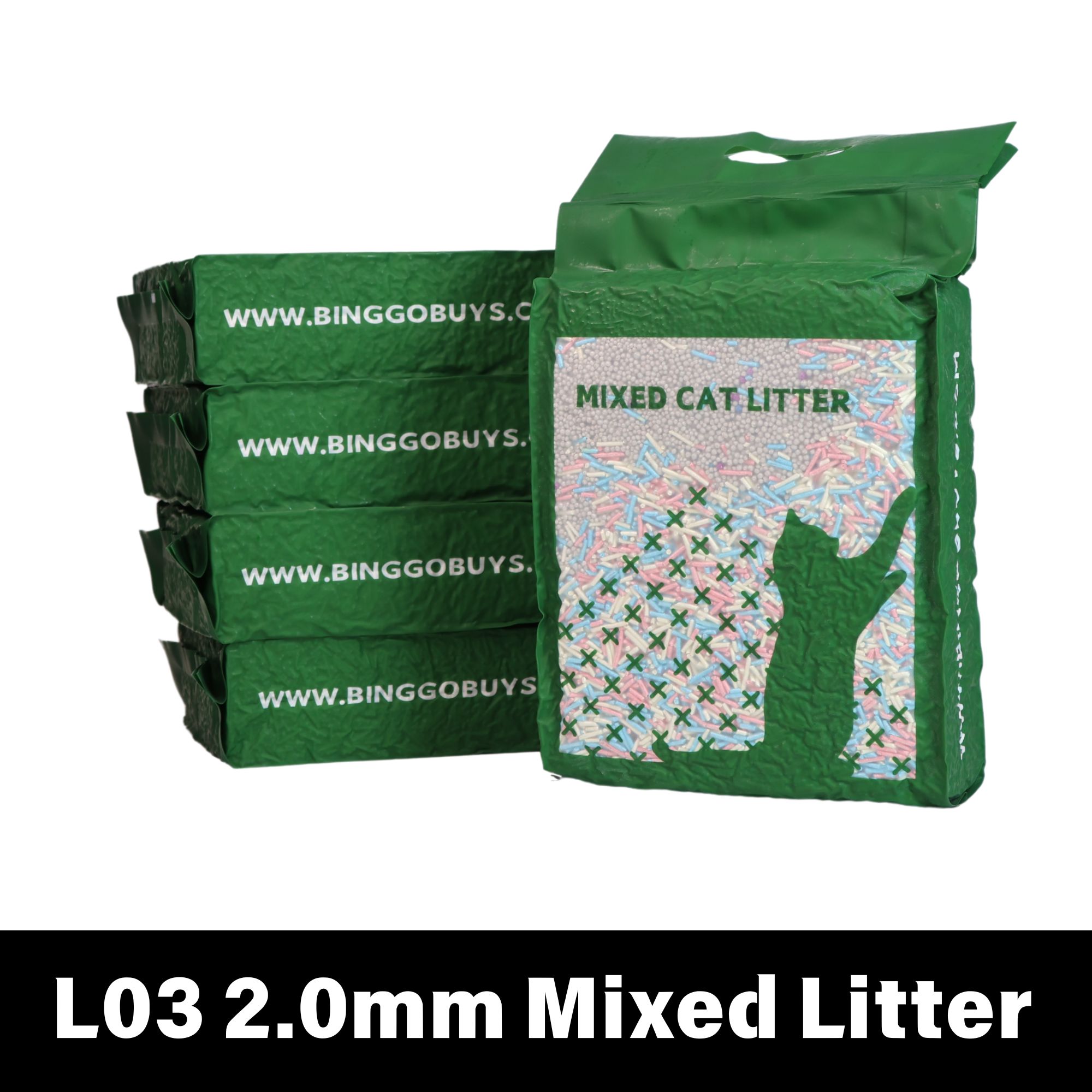 L03 Rainbow Mixed Cat Litter 2.0mm Fragrance-Free 2.5KG 10Pack