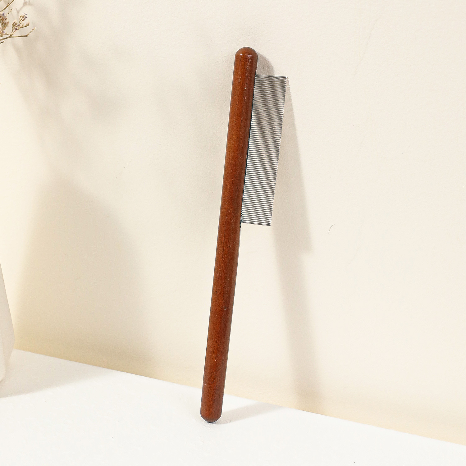 「Short Hair Cats」Solid Wood Handle Cushion Steel Needle Fine-Tooth Dematting Comb