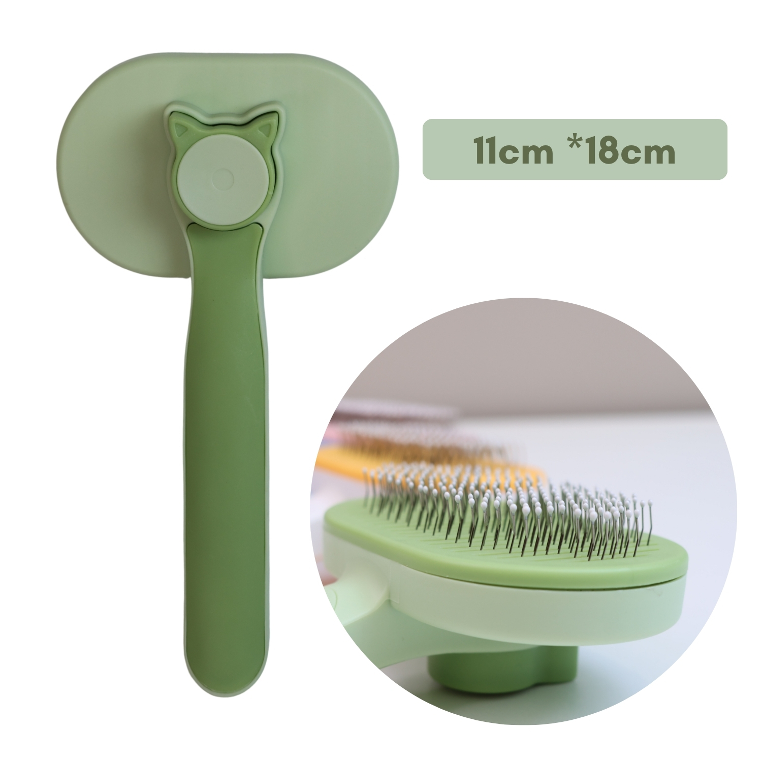 Green Cat Dense Needle Fluffy Fur Comb Brush