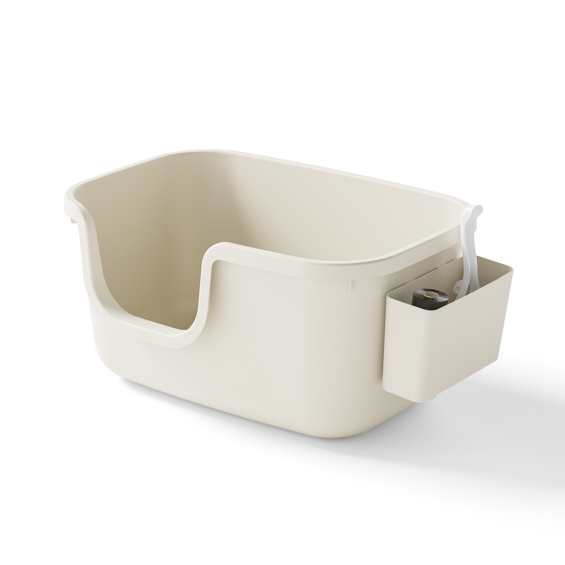 【4-5kg Cats】Litter Box Creamy Yellow With litter scoop holder