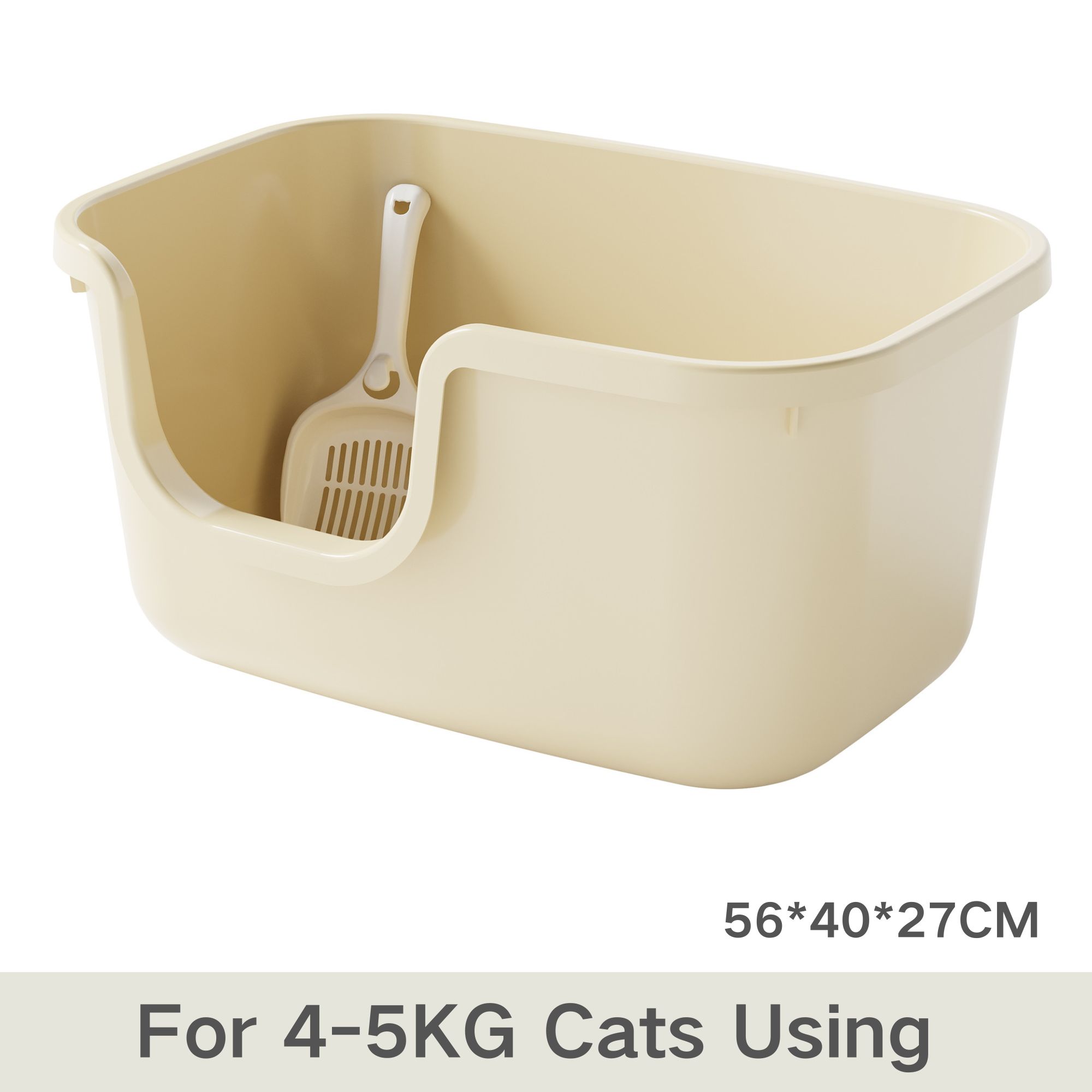 【4-5kg Cat】Cream White Litter Box 56*40*27CM