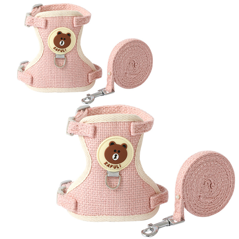 Pink Cat Harness and Leash Set For 4-6kg Cats Use , 1.5m Leading