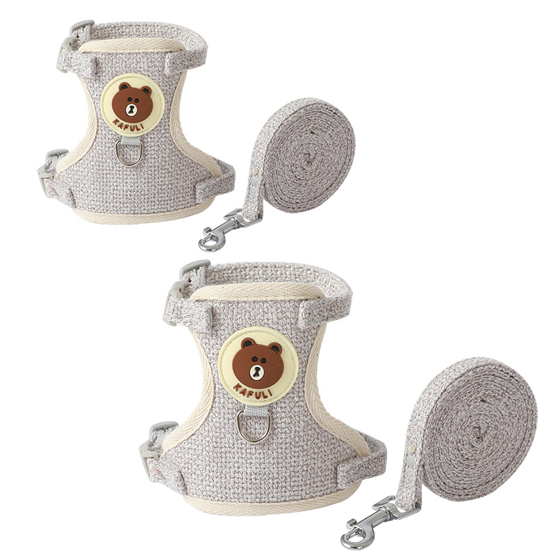 Grey Cat Harness and Leash Set For 4-6kg Cats Use , 1.5m Leading