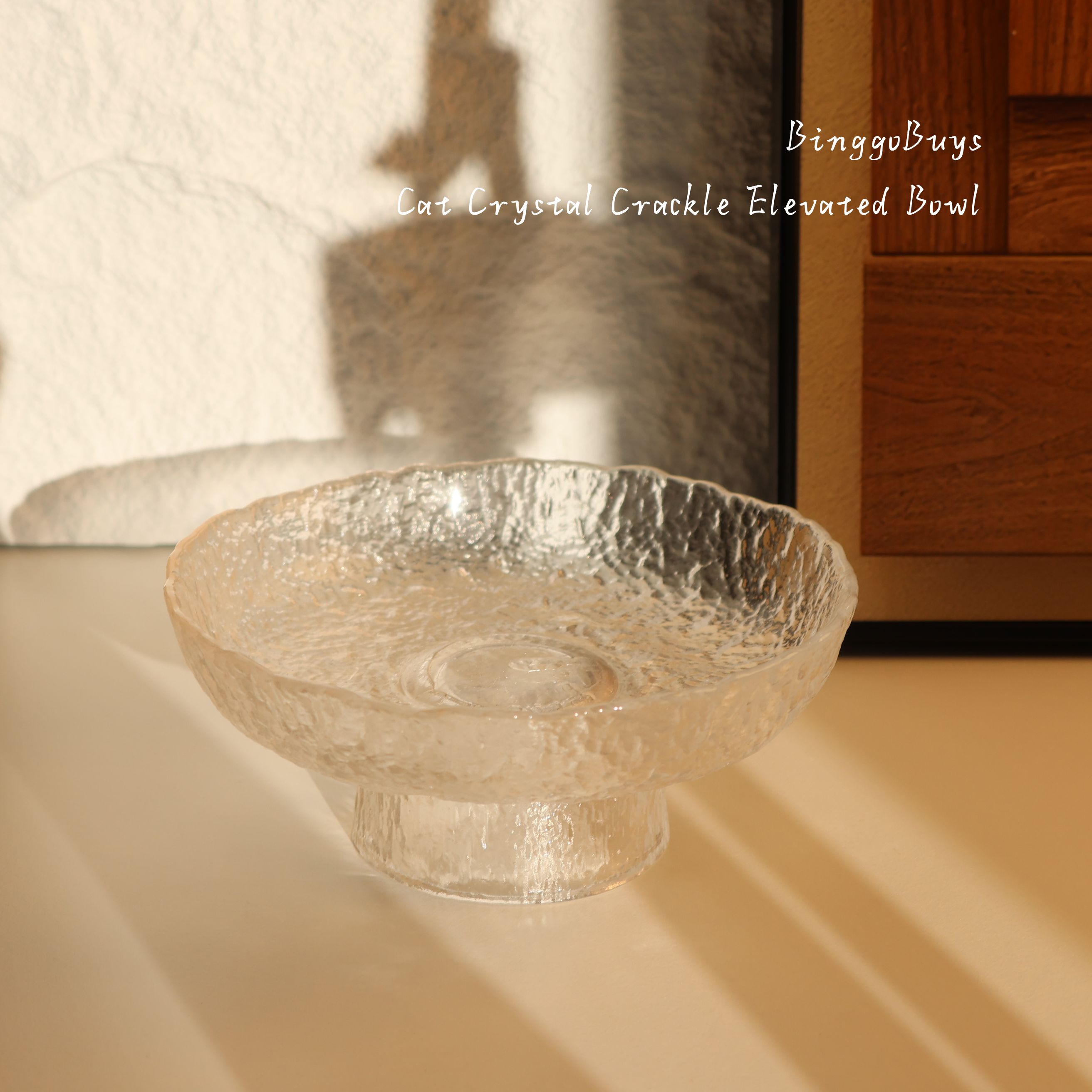 BinggoBuysCat Crystal Crackle Elevated Bowl